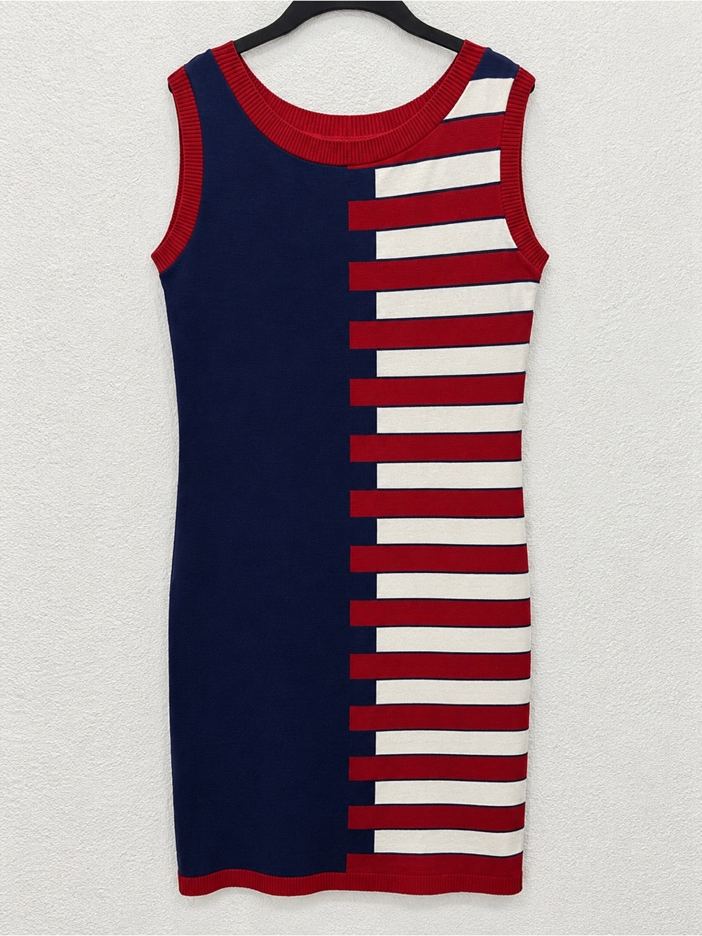 Elhoffer Design Navy And Red And white Stripes Dtess Sz(XL)
